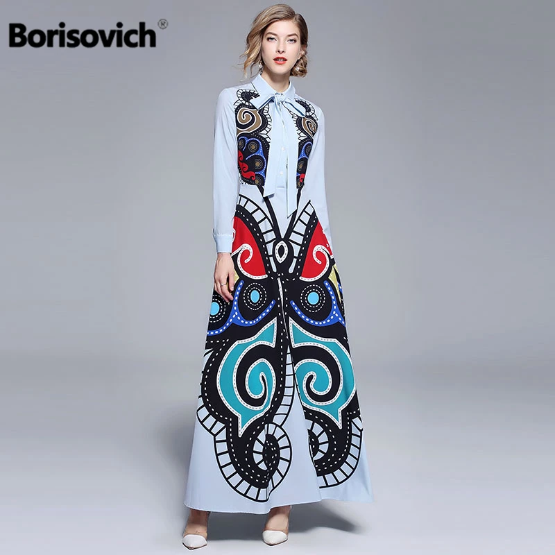 Женское модельное платье макси Borisovich элегантное вечернее с винтажным принтом