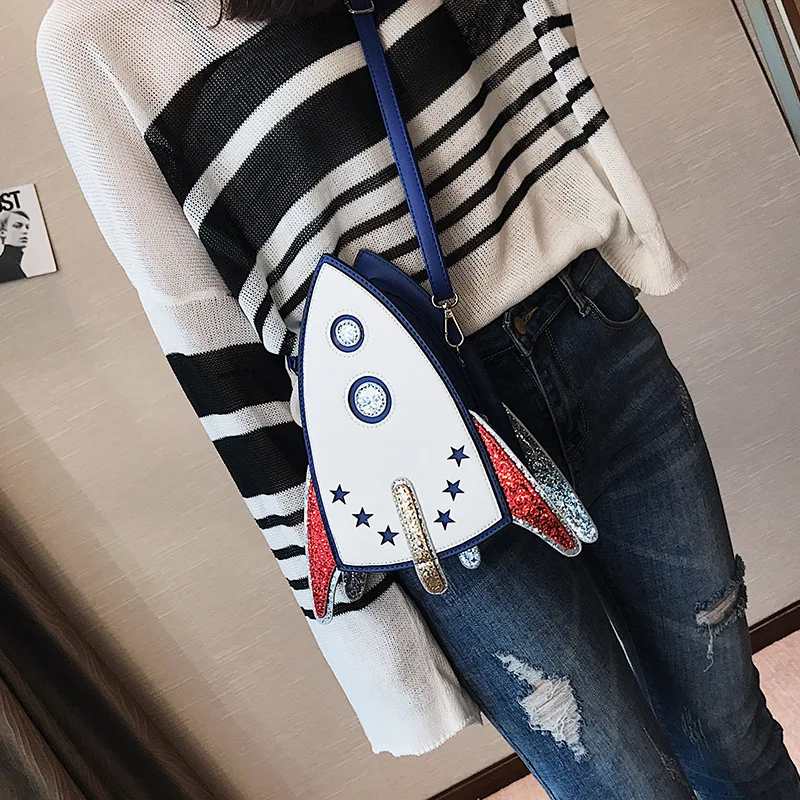 Модные Блёстки ракеты Форма сумка женская кошелек женский Повседневное Flap Crossbody