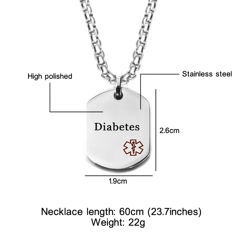 D &amp Z мужское ожерелье из нержавеющей стали медицинское оповещение ID Dog Tag с