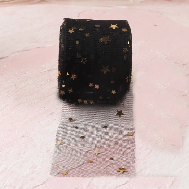 25 ярдов 6 видов цветов блестящая Звезда Луна органза лента бант торт Топпер