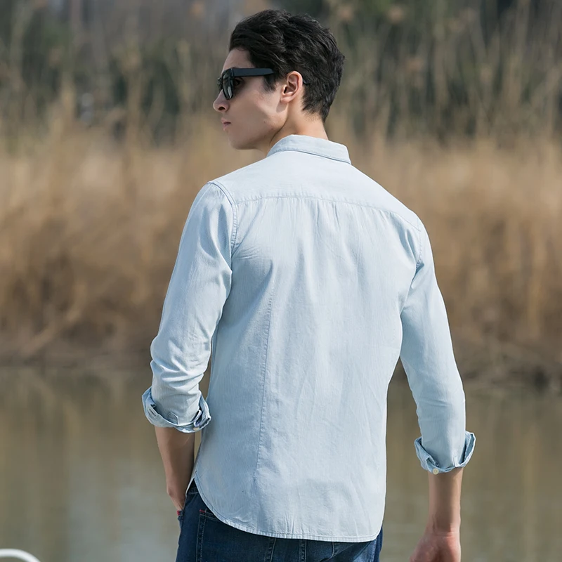 Рубашка Pioneer Camp мужская с длинным рукавом модная сорочка slim fit в повседневном
