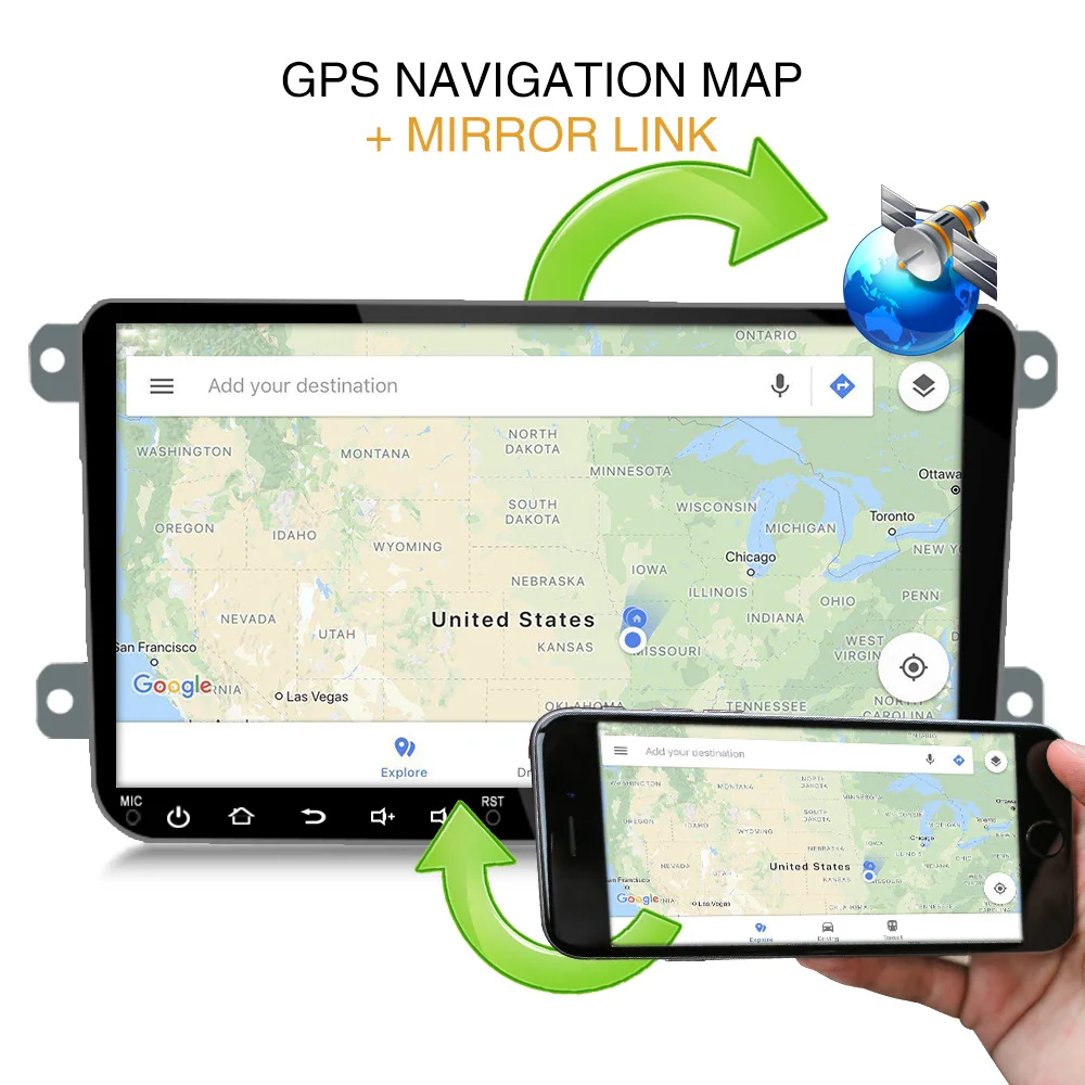 Android 8 1 автомобильный Радио Стерео GPS навигация MP5 плеер 9 дюймов сенсорный экран 16G