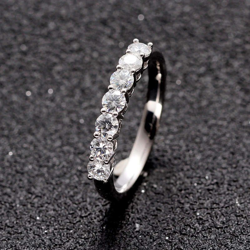 Классические 0.7CT VVS DEF цветные 7 кольца с муассанитом Твердые 18 к белое золото Charles& Colvard Forever One Moissanite обручальные кольца для женщин
