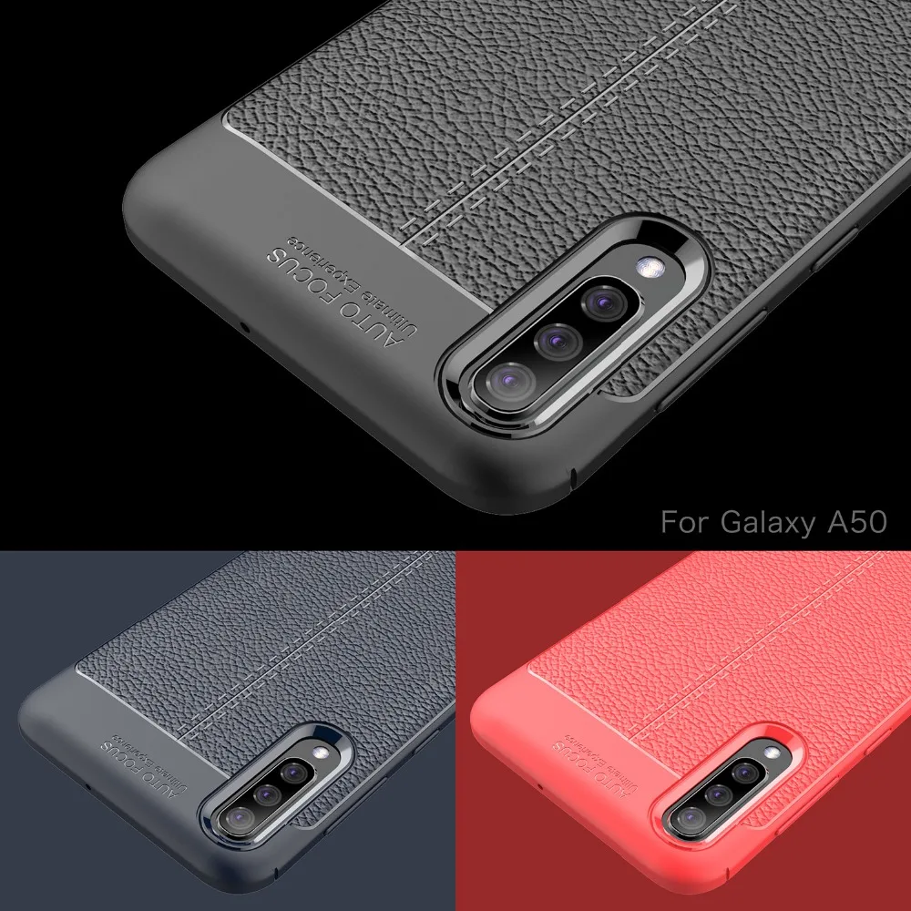 Для Samsung Galaxy A50 чехол личи шаблон Силиконовый ТПУ задняя крышка мягкий для