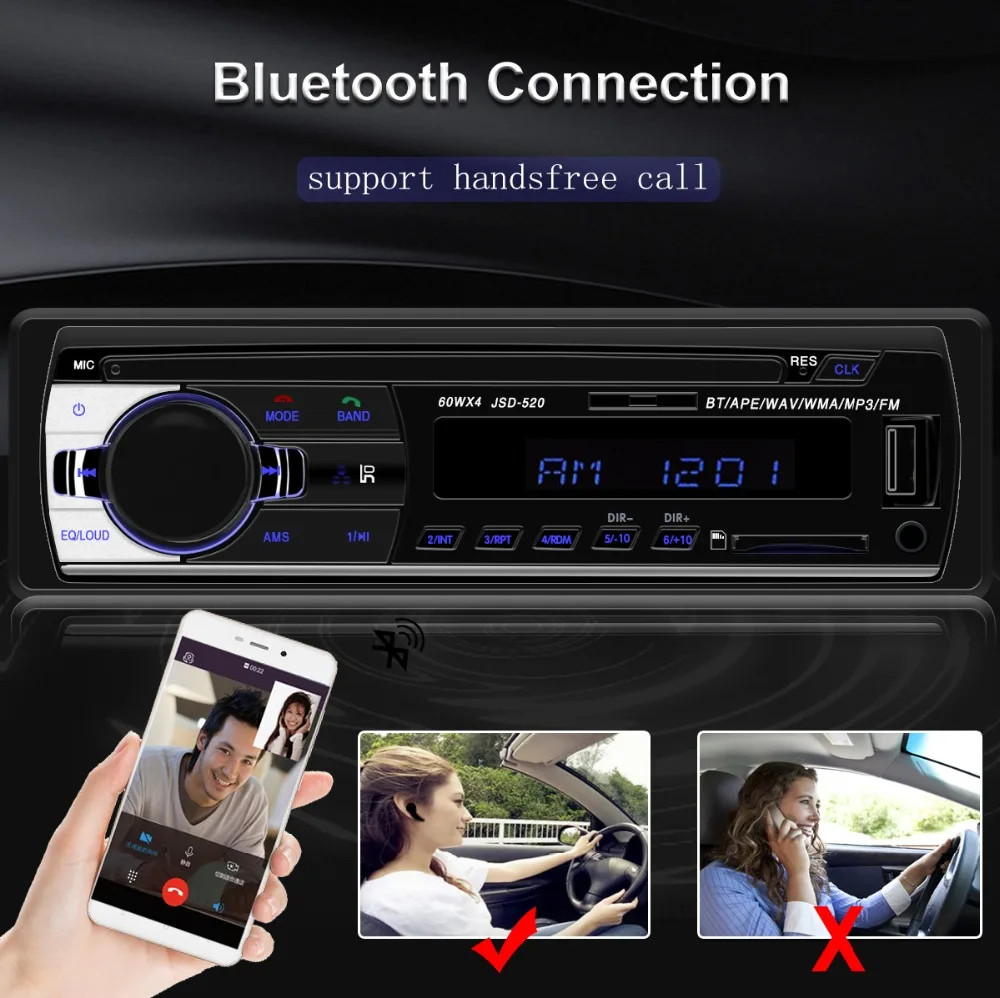 Авторадио 1 din JSD-520 автомобильная стереосистема Bluetooth аудио mp3 рекордер fm usb sd aux вход oto teypleri автомобильное радио для машины плеер