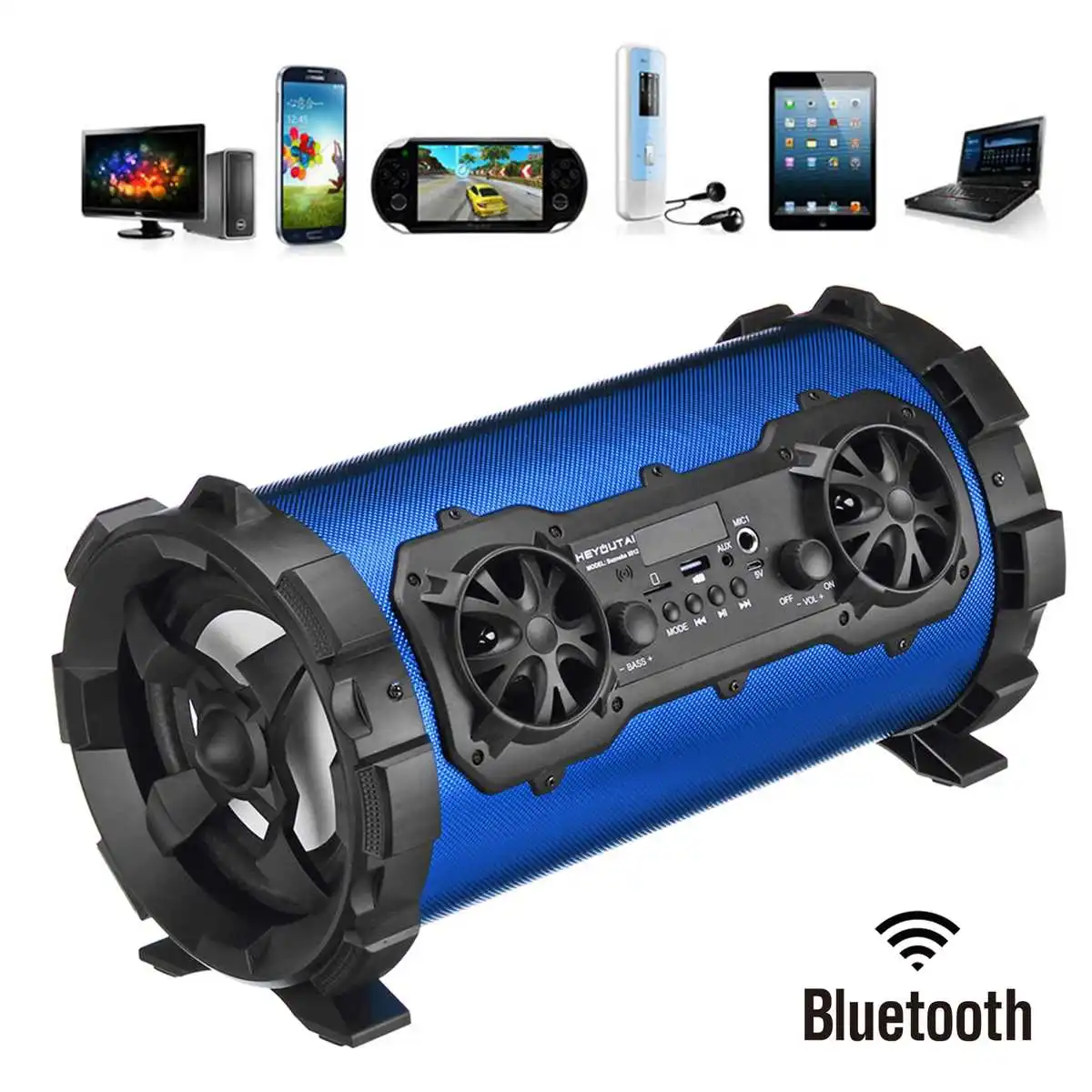 15 Вт портативный наружный сабвуфер бас-динамик беспроводной bluetooth динамик стерео громкий динамик музыкальная звуковая система AUX/USB/TF/радио FM