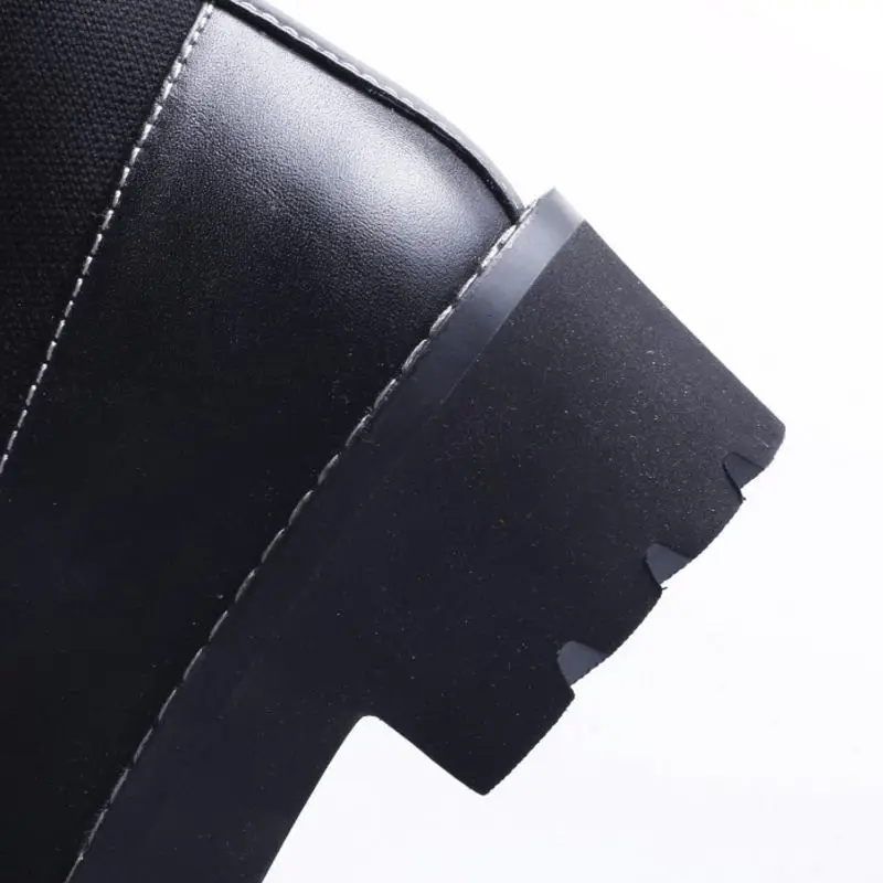 Coolcept Women Real Leather High Heel Boots Platform Warm Winter Shoes Patchwork Stretch Sock Footwear Size 34-39 | Обувь