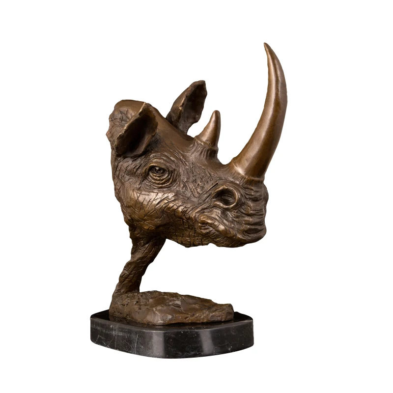 

ArtsHom DW-167 Rhinoceros голова скульптура настоящая бронза диких животных бюст статуя западного искусства Рино фигурка для домашнего декора
