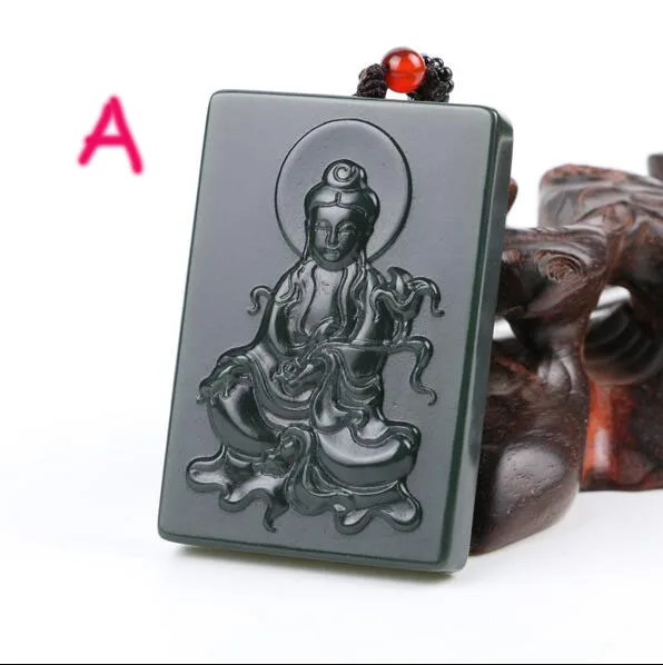 Натуральный китайский Hetian камень и подвеска Guanyin ручной работы модная цепь для