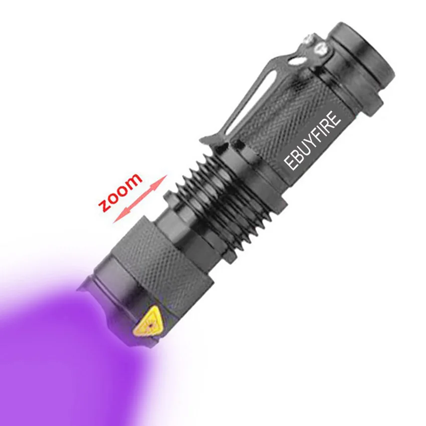 Мини фонарик Q5 UV 395nm светодиодный с увеличением ультрафиолетовый AA 14500