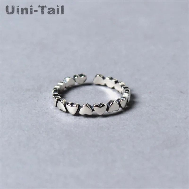 

Кольцо из серебра Uini-Tail2019 пробы с сердечком и сердцем, 925