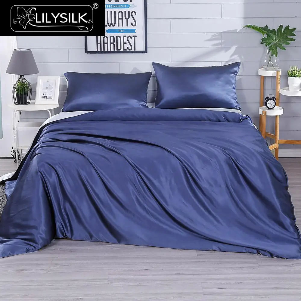 LilySilk 4 шт. Шелковый Комплект постельного белья роскошный Королевский контрастный