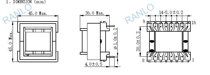 ETD39 150W полный мост вперед трансформатора горизонтальный 16pin 8 + выберите способ