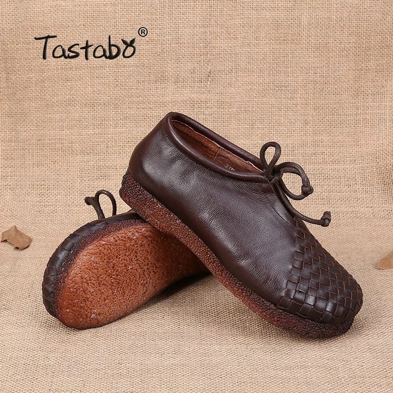 Tastabo/Женская обувь на плоской подошве Мокасины шнуровке мягкая женская из