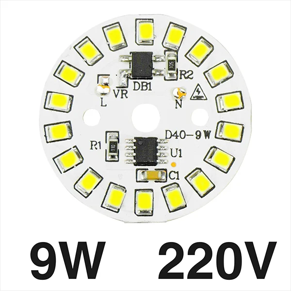 9W 220V Умный IC светодиодный SMD чип 3 Вт 5 Вт 7 Вт 9 Вт 12 Вт 15 Вт SMD2835 светодиодный светильник AC220V холодный белый теплый белый DIY светодиодный прожектор - Испускаемый цвет: 9W 220V