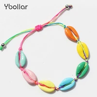 boho handmade colorful puka shell bracelet for women girls friendship summer charm bracelet hand knit beaded strand bracelet