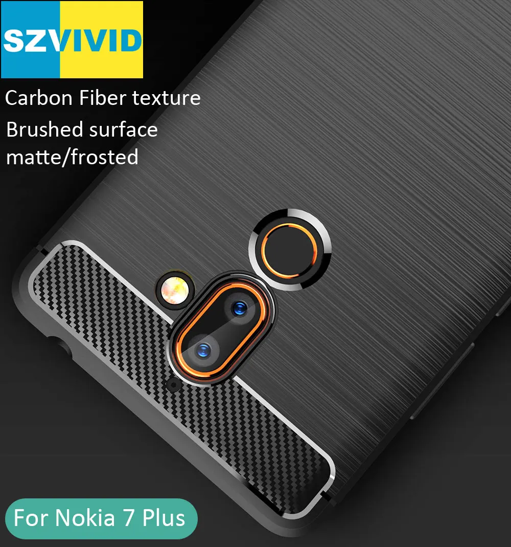 Чехол из углеродного волокна для Nokia 7 Plus матовая защитная накладка ТПУ |