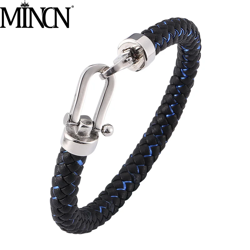 Мужские браслеты s 2019 мужской кожаный браслет из нержавеющей стали с u-образной