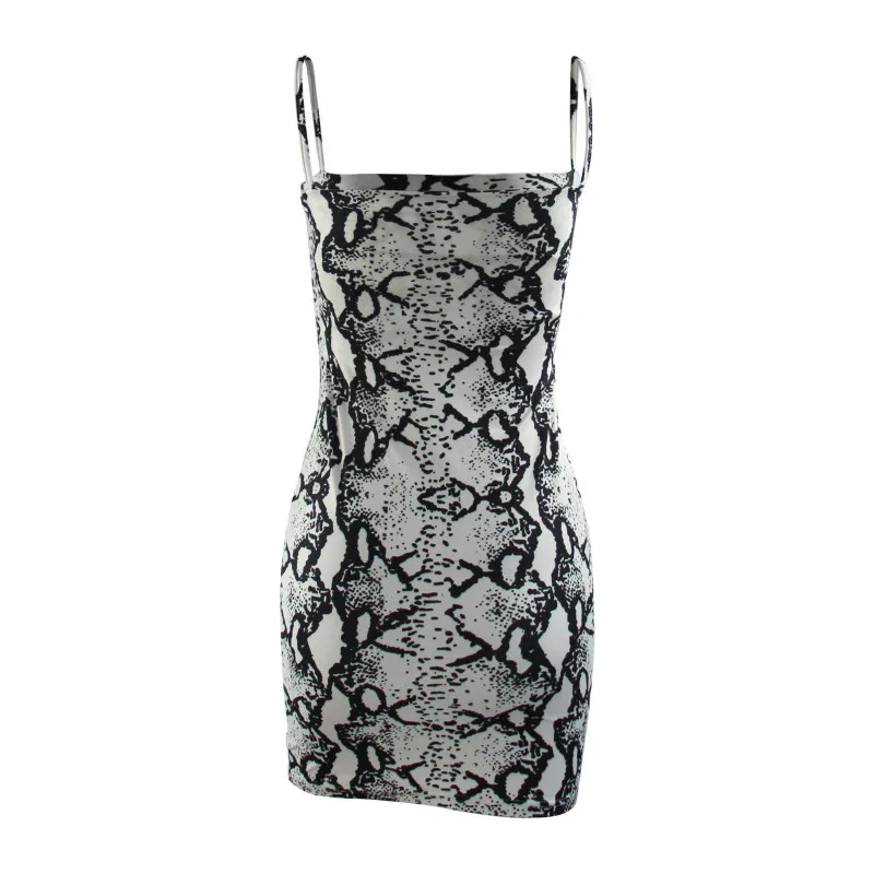 Платье из змеиной кожи с принтом на тонких бретельках для ночного клуба женское