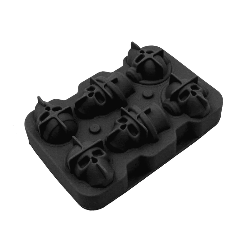 Черный Экологичный 3D череп, форма для льда, форма для шоколада, мороженого, силиконовый инструмент для приготовления коктейля, виски, лоток для льда, кухонные инструменты 4 - Цвет: Черный