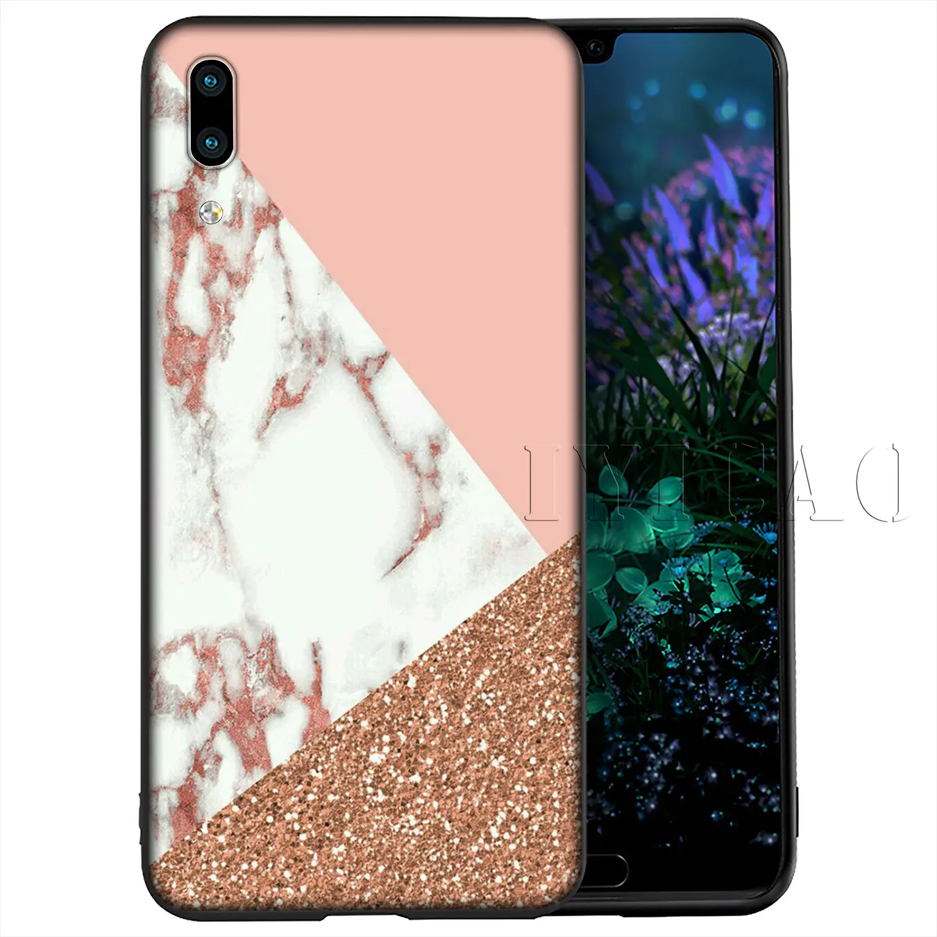 Marble Gold Pink rose Glitter Dust Soft Case for Huawei Y9 Y7 Y6 Prime 2019 Cover Honor 20 8C 8X 8 9 9X 10 Lite 7C 7X 7A Pro |