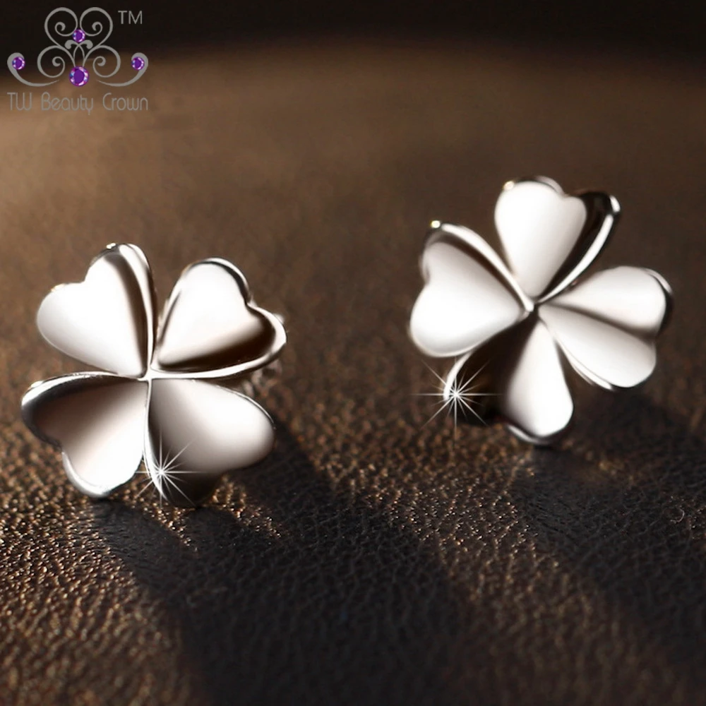 Женские серьги гвоздики из серебра 925 пробы с 4 листьями|small stud earrings|stud earringsstud earrings