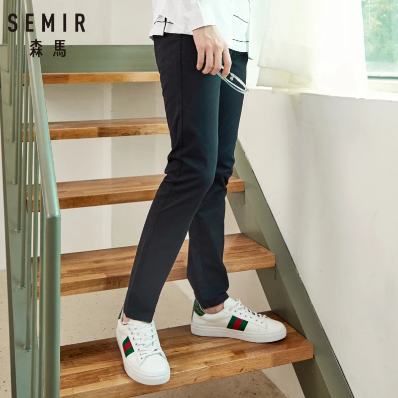 SEMIR мужские хлопковые брюки Чино облегающие прямые с карманами в повседневном