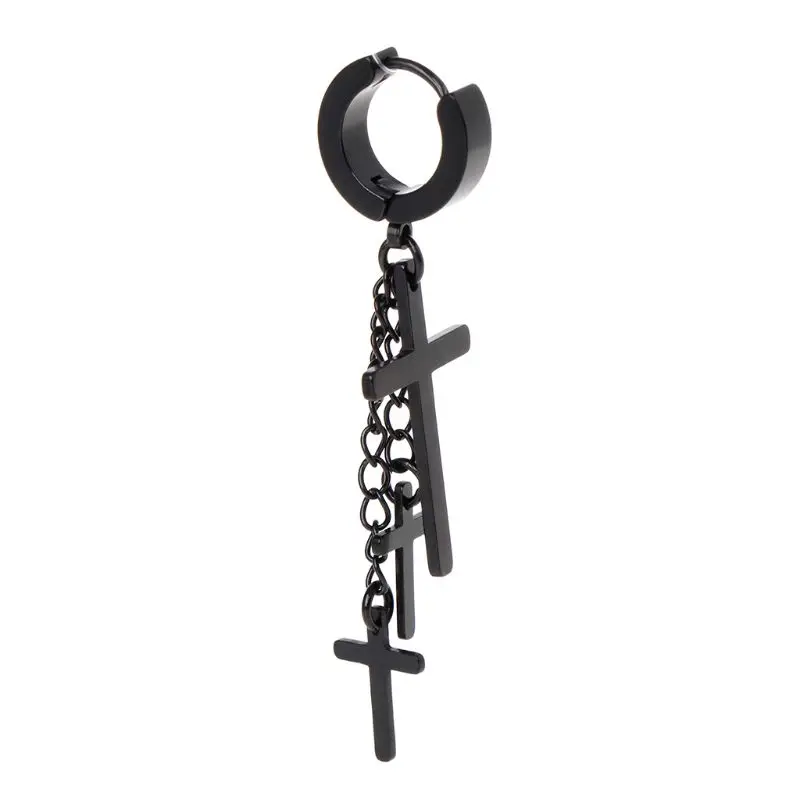94-Black -1 Piece 1 шт., дизайн, серьги в стиле панк, подвеска в виде креста, длинные висячие цепочки с кисточкой, титановая сталь, женские и мужские ювелирные изделия, подвески Brincos - Окраска металла: 94-Black -1 Piece