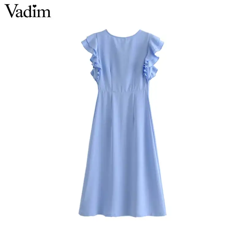 Vadim милый женский с оборками однотонное платье без рукавов о вырезом европейский