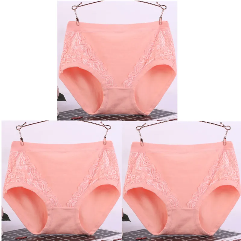 orange X 3 3 шт./лот, XL-6XL, большие размеры, высокая талия, женские трусики, одноцветные хлопковые трусы, нижнее белье, женские сексуальные кружевные бесшовные трусы 6634 - Цвет: orange X 3