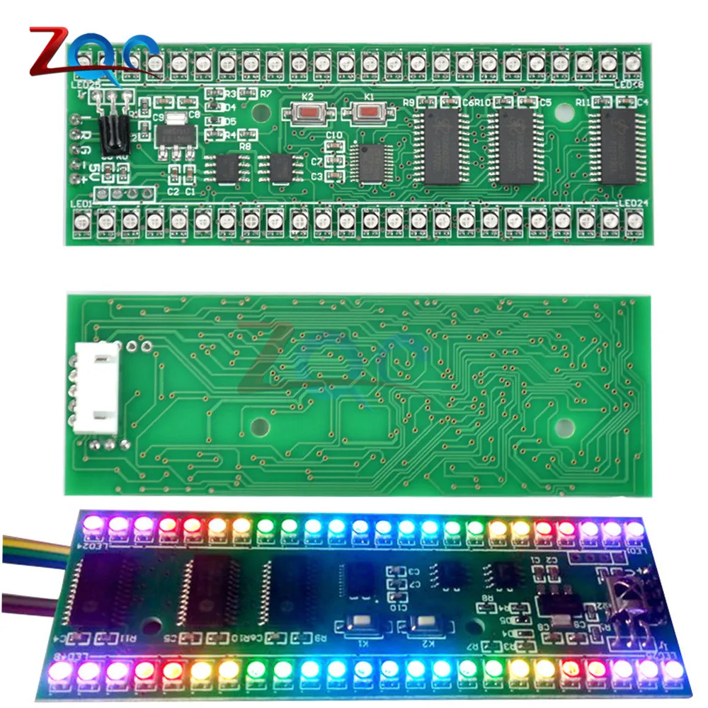 RGB MCU регулируемый дисплей шаблон 24 светодиода VU Meter плата индикатора уровня звука