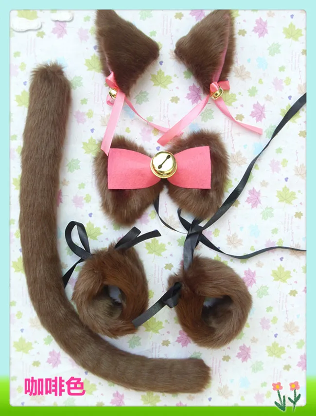 Заколка для волос с кошачьими ушами и хвостом бутафория маскарада Хэллоуина