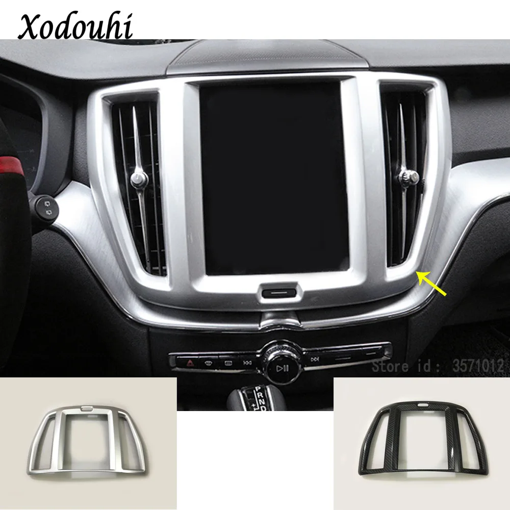 

For Volvo Xc60 2018 2019 2020 2021 Car Enter Console Gps Navigation Panel Decoration Cover Chromium Interior Moulding Trim Frame