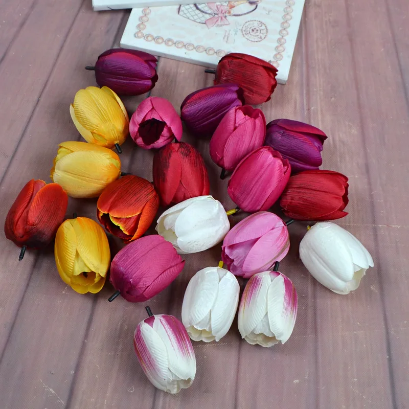 

100pcs/lot Simulation of Tulips Flower Head Artificial Decoration Flowers Flower Accessories