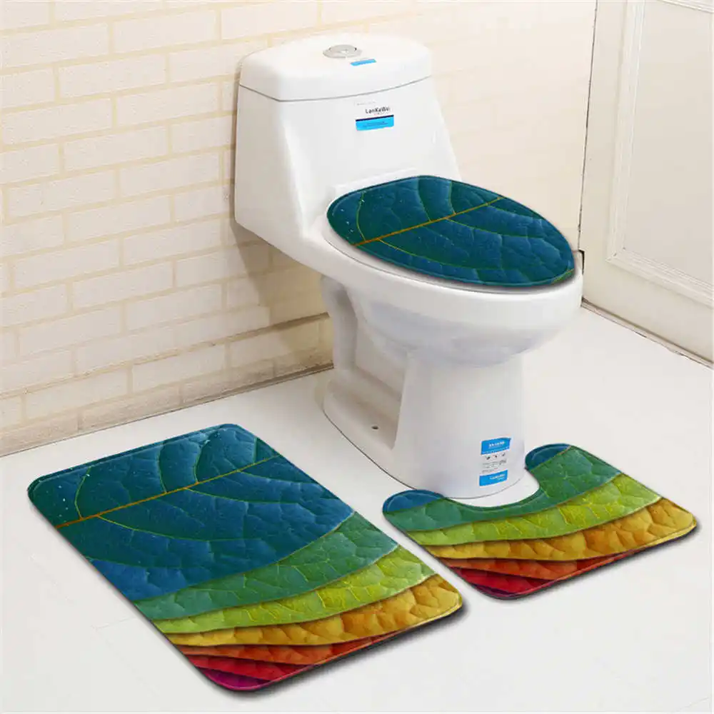 

Nordic 3Pcs Bath Mat Set Flannel Anti Slip Bathroom Toilet Shower Room Decor Rug Carpet Bathroom Bath Mat Set