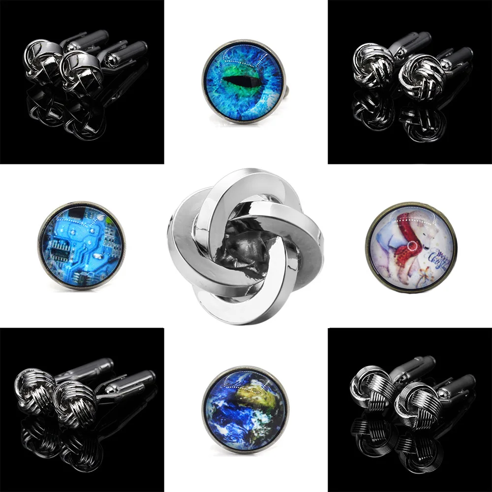 

High Quality New Fashion Knot Design Silver Color Copper High Quality Material Hot Sale Cufflinks Jewelry Gift Whoelsale&Retail