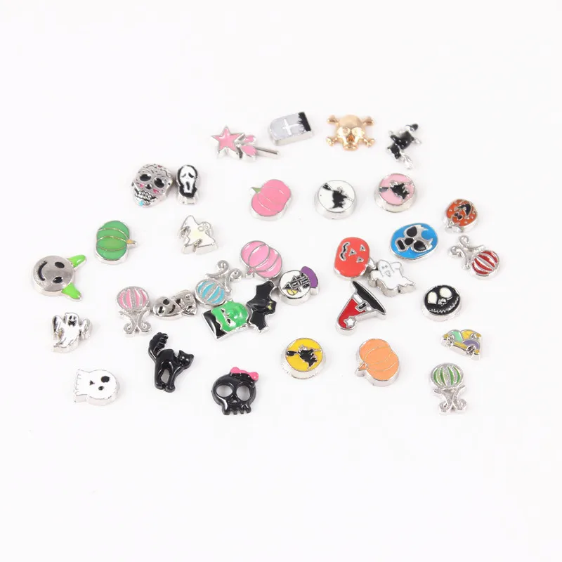 Новый микс Хэллоуин стиль эмалевые Плавающие Подвески для стеклянных живых