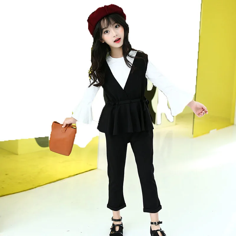 Комплект одежды из 3 предметов для больших девочек весна 2018 черный коричневый