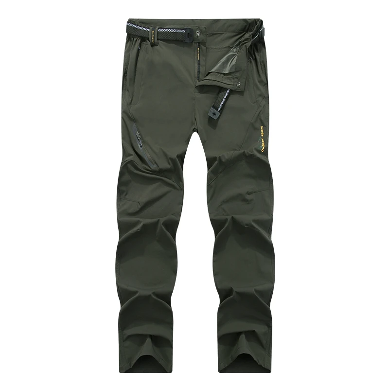 Army green Мужские эластичные многофункциональные повседневные брюки размера плюс 8XL, весенне-летние водонепроницаемые дышащие брюки, тактические быстросохнущие мужские брюки - Цвет: Army green