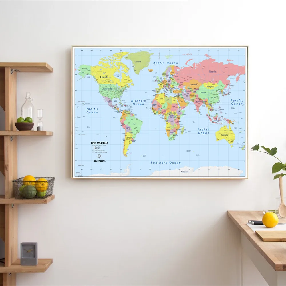 

World Map Classic HD Map Canvas Painting Wall Art Nordic Decoration Home Modern Poster For Living Room Unframed Print Pictures