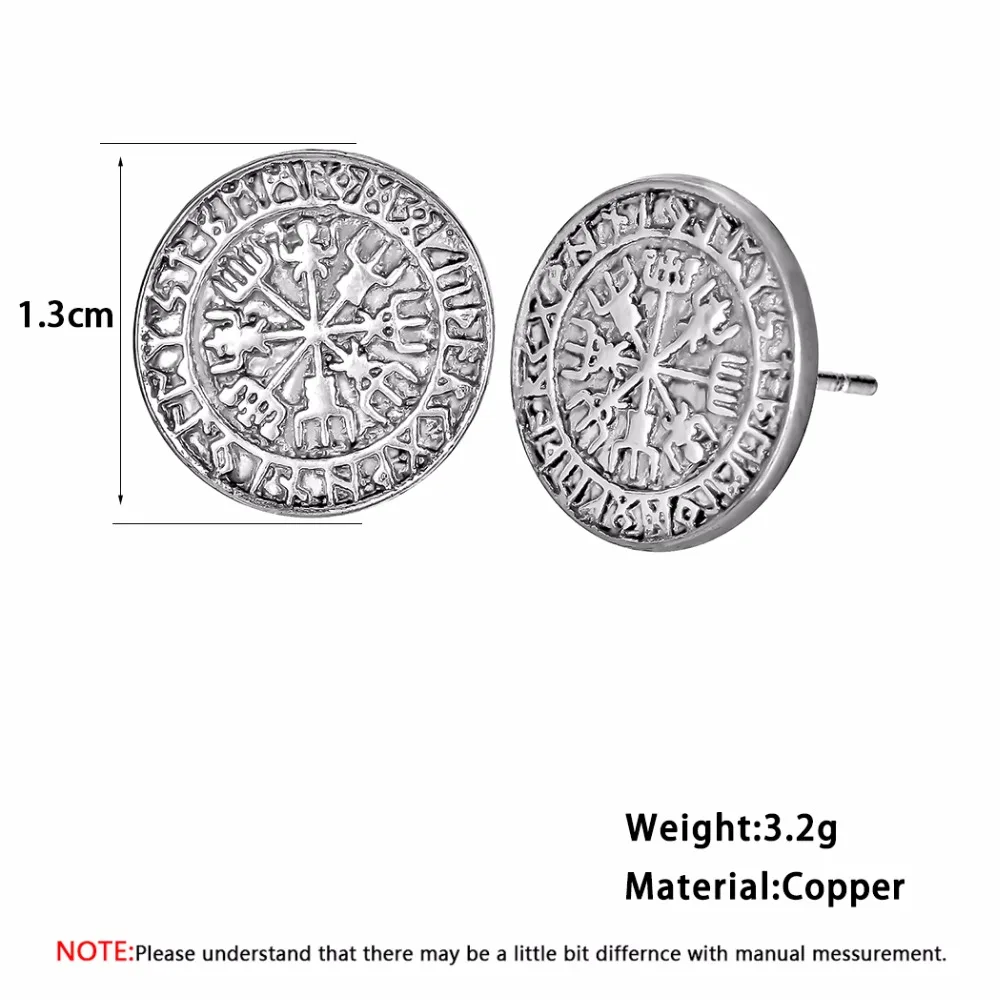 Серьги с компасом и рунами Vegvisir женские винтажные подвески Скандинавская