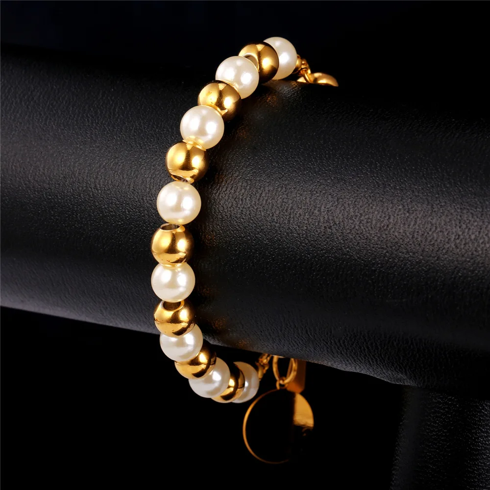 U7 Имитация Перл Браслет Для Женщин Крест Иисуса Христианские Ювелирные Изделия