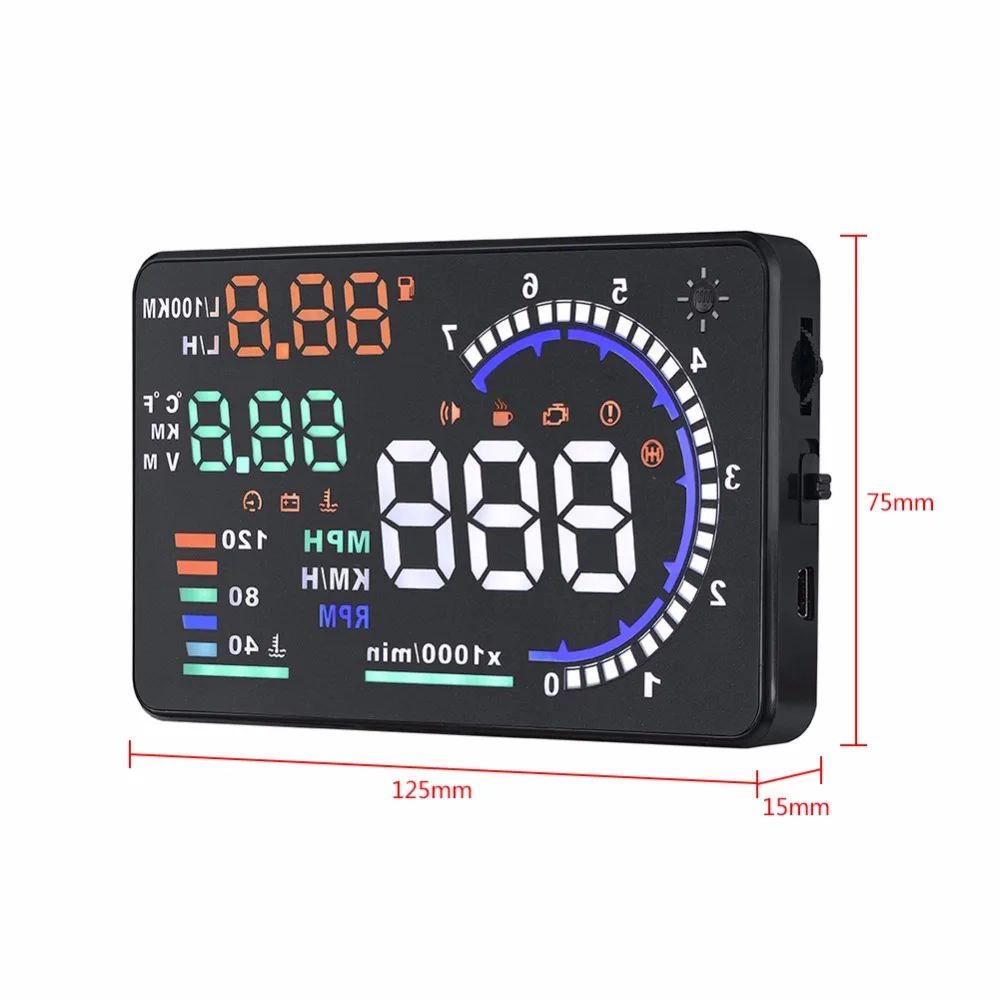 Стайлинг автомобиля GPS A8 5 ''OBD II Автомобильный дисплей HUD на лобовом стекле
