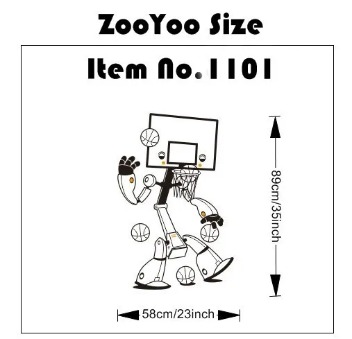 Большой размер 89*58 см милый мультфильм робот Баскетбол декор для комнаты