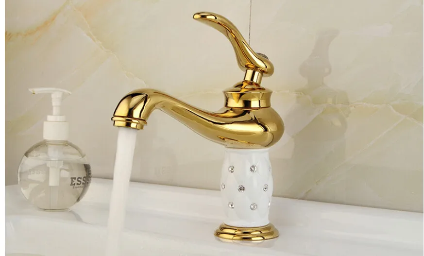 Oruihome Ванной Бассейна Золотой Кран Твердой Латуни Роскошные Алмаз/кристалл Тела