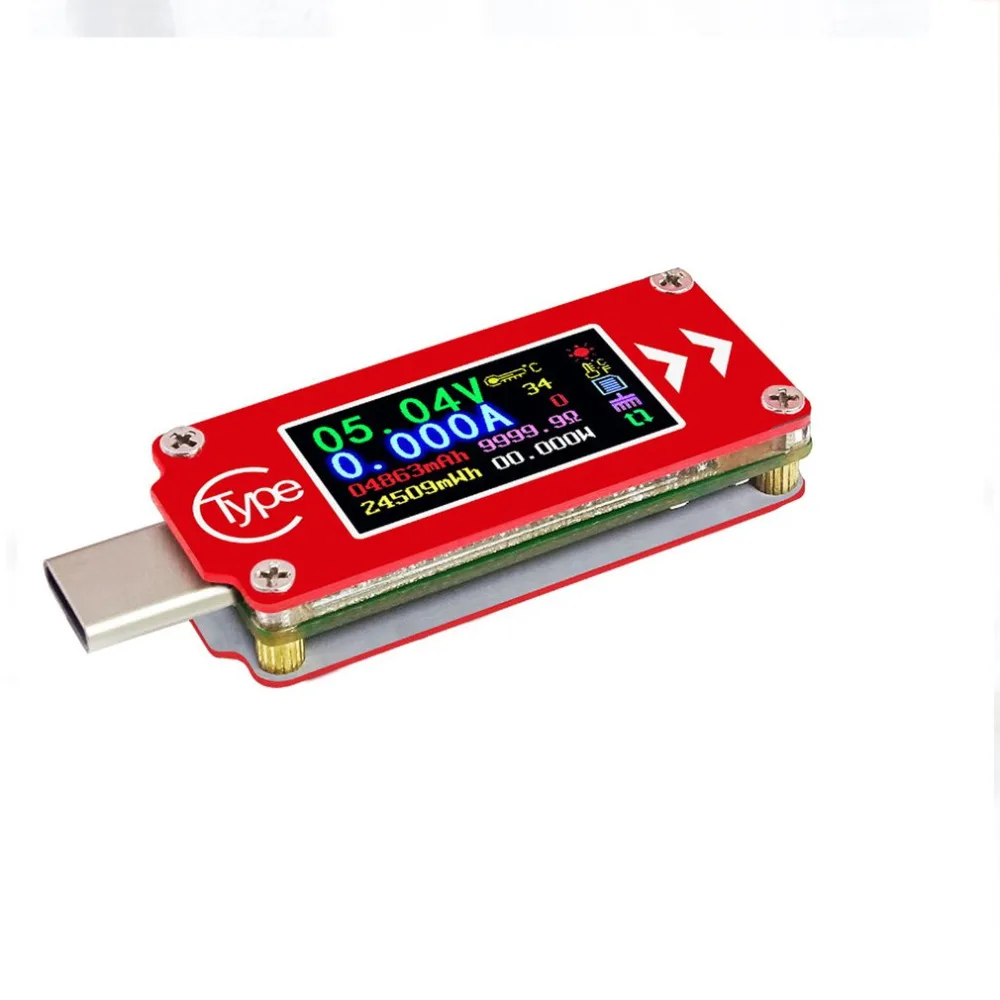 TC64 тип c цветной ЖК дисплей USB Вольтметр Амперметр Напряжение измеритель тока