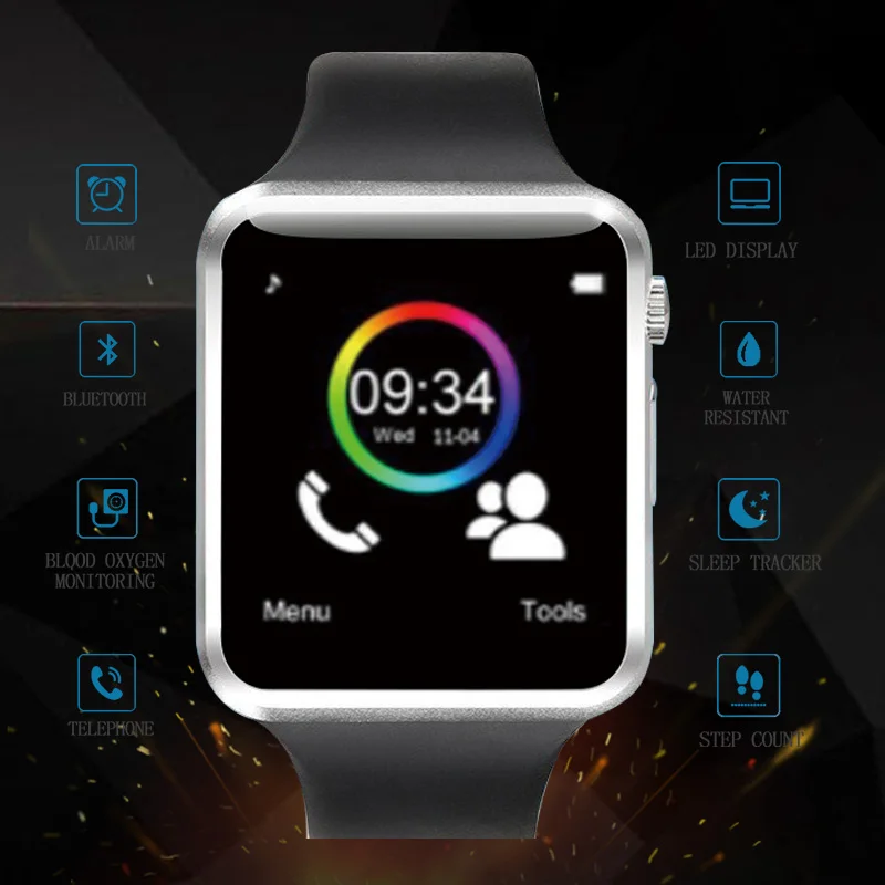 Наручные часы A1 Bluetooth умные спортивные шагомер с sim камерой для Xiaomi Huawei Android Phone