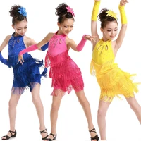 kids latin dancewear costumes girls party salsa ballroom tassels stage wear dance dress adult performance dancing dress outfit