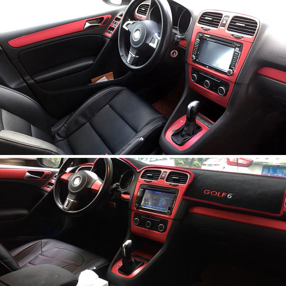 Для Volkswagen VW Golf 6 GTI MK6 R20 внутренняя Центральная панель управления дверная ручка наклейки из углеродного волокна наклейки для стайлинга автомобилей
