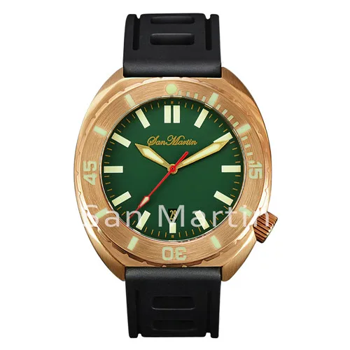 Bronze 1 Мужские бронзовые автоматические часы San Martin, винтажные наручные часы для дайвинга, сапфировое стекло, 50 атм, полностью светящийся ободок, Relojes Hombre - Цвет: Bronze 1